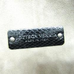 Pre Owned Bottega Veneta Black Intrecciato Snake Leather And Textile Clutch Bag