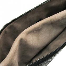 Pre Owned Bottega Veneta Black Intrecciato Snake Leather And Textile Clutch Bag
