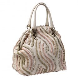 Pre Owned Bottega Veneta Multicolor Pleated Leather Veneta Satchel