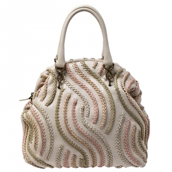 Pre Owned Bottega Veneta Multicolor Pleated Leather Veneta Satchel