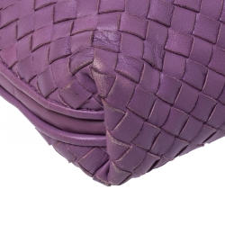 Pre Owned Bottega Veneta Purple Intrecciato Leather Nodini Crossbody Bag