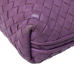 Pre Owned Bottega Veneta Purple Intrecciato Leather Nodini Crossbody Bag