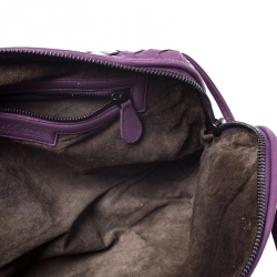 Pre Owned Bottega Veneta Purple Intrecciato Leather Nodini Crossbody Bag