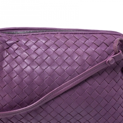 Pre Owned Bottega Veneta Purple Intrecciato Leather Nodini Crossbody Bag