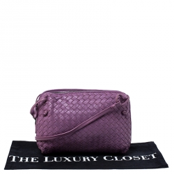 Pre Owned Bottega Veneta Purple Intrecciato Leather Nodini Crossbody Bag