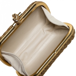 Pre Owned Bottega Veneta Gold Intrecciato Metal Knot Clutch