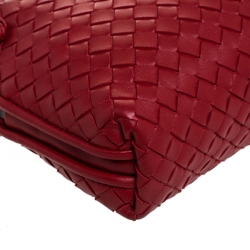 Pre Owned Bottega Veneta Red Intrecciato Leather Nodini Crossbody Bag