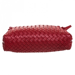 Pre Owned Bottega Veneta Red Intrecciato Leather Nodini Crossbody Bag
