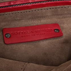 Pre Owned Bottega Veneta Red Intrecciato Leather Nodini Crossbody Bag