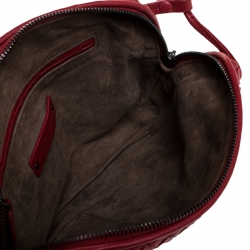 Pre Owned Bottega Veneta Red Intrecciato Leather Nodini Crossbody Bag