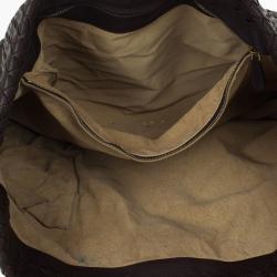 Pre Owned Bottega Veneta Brown Leather Woven Leather Large Capri Tote