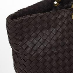 Pre Owned Bottega Veneta Brown Leather Woven Leather Large Capri Tote