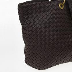 Pre Owned Bottega Veneta Brown Leather Woven Leather Large Capri Tote