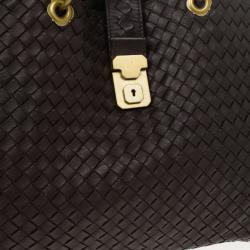 Pre Owned Bottega Veneta Brown Leather Woven Leather Large Capri Tote
