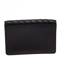 Bottega Veneta Dark Brown Intrecciato Leather Flap Card Case