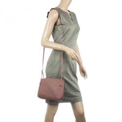 Bottega Veneta Small Pink Intrecciato Square Messenger Bag 