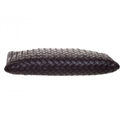 Bottega Veneta Dark Brown Intrecciato Leather Pouch