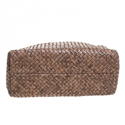مملوكة مسبقًا Bottega Veneta Beige Woven Leather and Croc Embossed Medium Limited Edition Cabat Tote