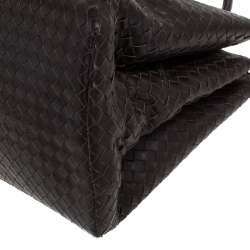 Pre Owned Bottega Veneta Brown Intrecciato Leather Roma Tote