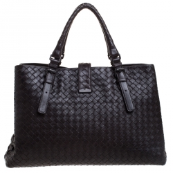 Pre Owned Bottega Veneta Brown Intrecciato Leather Roma Tote