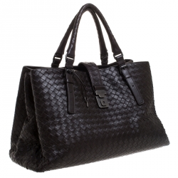 Pre Owned Bottega Veneta Brown Intrecciato Leather Roma Tote