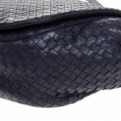 Bottega Veneta Purple Intrecciato Leather Flap Messenger Bag