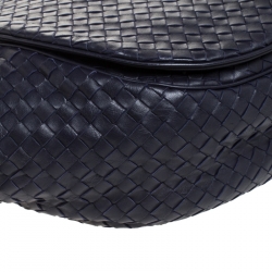 Bottega Veneta Purple Intrecciato Leather Flap Messenger Bag
