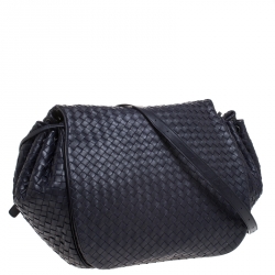 Bottega Veneta Purple Intrecciato Leather Flap Messenger Bag