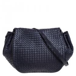 Bottega Veneta Purple Intrecciato Leather Flap Messenger Bag