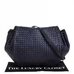 Bottega Veneta Purple Intrecciato Leather Flap Messenger Bag
