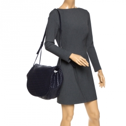 Bottega Veneta Purple Intrecciato Leather Flap Messenger Bag