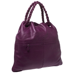 مملوكة مسبقًا Bottega Veneta Purple Smooth Leather Large Julie Tote