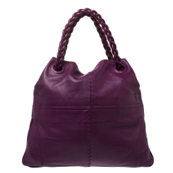 مملوكة مسبقًا Bottega Veneta Purple Smooth Leather Large Julie Tote