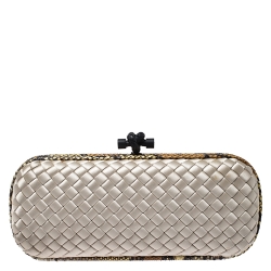 Bottega Veneta Beige Intrecciato Satin & Ayers Trim Knot Clutch – myGemma