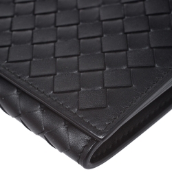 Pre Owned محفظة كونتينينتال بوتيغا فينيتا جلد أنترشياتو سوداء