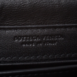 Pre Owned Bottega Veneta Black Intrecciato Leather Chain Clutch
