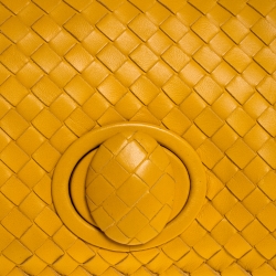 Pre Owned Bottega Veneta Yellow Intrecciato Leather Twist Lock Clutch