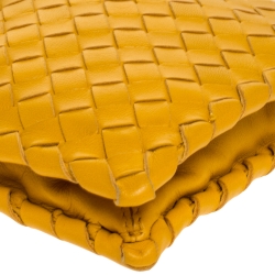Pre Owned Bottega Veneta Yellow Intrecciato Leather Twist Lock Clutch