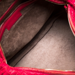 Pre Owned Bottega Veneta Red Intrecciato Nappa Leather Veneta Hobo