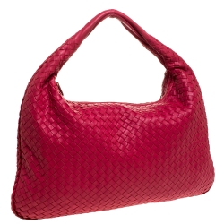 Pre Owned Bottega Veneta Red Intrecciato Nappa Leather Veneta Hobo