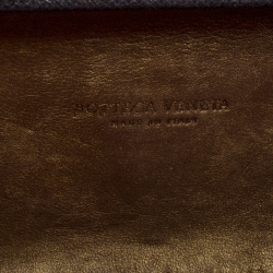 Pre Owned Bottega Veneta Metallic Grey Lizard Knot Clutch 