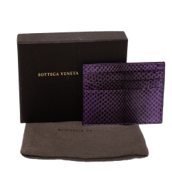 Pre Owned Bottega Veneta Lilac Snakeskin Card Holder