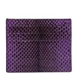 Pre Owned Bottega Veneta Lilac Snakeskin Card Holder