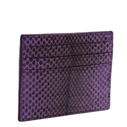 Pre Owned Bottega Veneta Lilac Snakeskin Card Holder