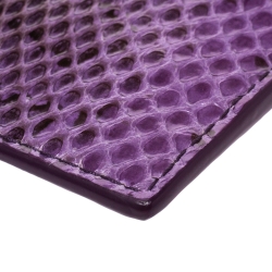 Pre Owned Bottega Veneta Lilac Snakeskin Card Holder