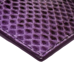 Pre Owned Bottega Veneta Lilac Snakeskin Card Holder