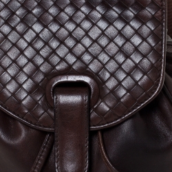 Pre Owned Bottega Veneta Dark Brown Intrecciato Leather Mini Vintage Backpack