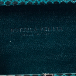 Pre Owned Bottega Veneta Emerald Green Satin and Snakeskin Trim Knot Clutch