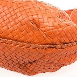 Pre Owned Bottega Veneta Orange Intrecciato Large Hobo