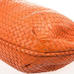 Pre Owned Bottega Veneta Orange Intrecciato Large Hobo